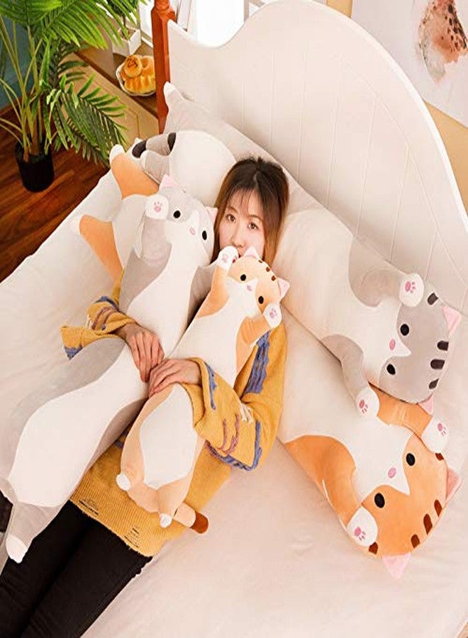 SNOWOLF Fsn Cartoon Cat Soft Plush Long Throw Pillow Lifelike Animal Pillows Plush Toy (Yellow, 90Cm/35.43Inch) - Image 3
